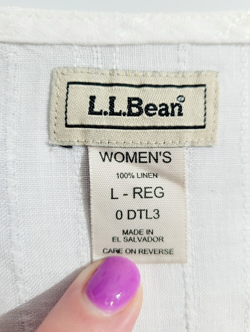 L.L.Bean Women's 100% Linen Popover Tunic White Long Sleeve Size Large Classic - Picture 6 of 10